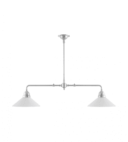 Tegnér Rod Pendant 2x60 Nickel Von Karlskrona lampfabrik - P&aring; Auf dem Bild ist die Leuchte mit einem 50 cm langen Verl&auml;ngerungsrohr ausgestattet, welches nicht im Lieferumfang enthalten ist.