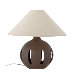 Liana 40cm Braun tischlampe Von Bloomingville - Der helle Leinenschirm bildet einen sch&ouml;nen Kontrast zum dunkleren Fu&szlig;, und die eleganten Einschnitte im Design verleihen der Leuchte eine leichte und stilvolle Ausstrahlung.