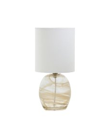 Hite 44cm Cremefarben tischlampe Von House Doctor - Der runde Glasfu&szlig; ist mit einem wundersch&ouml;nen, cremewei&szlig;en Wirbelmuster verziert, das jedes St&uuml;ck zu einem Unikat macht und der Lampe eine lebendige Ausstrahlung verleiht.