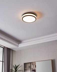 Led Palermo Ø30 Schwarz badezimmerlampe Von Eglo - Der schwarze Rand verleiht der Deckenleuchte eine elegante und dezente Optik und trägt gleichzeitig dazu bei, ein gleichmäßiges und angenehmes Licht im Raum zu verbreiten.