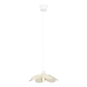 Binacua Ø40 Beige hängelampe Von Eglo - Der Schirm besteht aus sanft gerundeten Blättern, die sich überlappen und die Lichtquelle in der Mitte sichtbar machen.