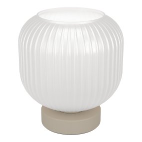 Dasmina 22cm Weiß/Sand tischlampe Von Eglo - Das geriffelte Glas verleiht der Lampe eine sanfte und dekorative Ausstrahlung und sorgt gleichzeitig für eine angenehme Lichtverteilung im Raum.