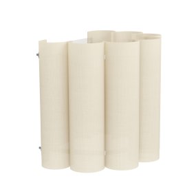 Collegrilli 17cm Beige wandlampe Von Eglo - Der Schirm besteht aus mehreren sanft geschwungenen Textilsegmenten, die sich überlappen und so eine effektvolle Tiefe erzeugen.