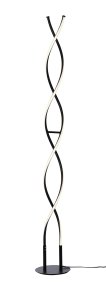 Vindla Schwarz stehlampe Von Cottex - Die Vindla-Stehlampe aus Metall und Silikon ist eine moderne und elegante Lampe mit einem einzigartigen, gedrehten Design, das einen künstlerischen Ausdruck verleiht.