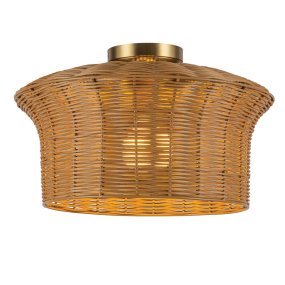 Kai Ø40 Natur Von Elstead Lighting - Kai ist eine dekorative Deckenleuchte, die Metall mit einem Schirm aus Rattan kombiniert.