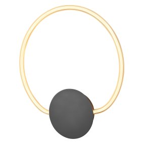 Aura Ø37 Schwarz Von Ledvance - Lampan har tv&aring; olika belysningspunkter med integrerad LED, en bakom v&auml;ggplattan och cirkeln.