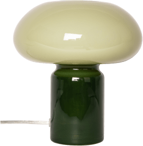 Glas 23cm Grün tischlampe Von Eja - Eine dekorative Tischleuchte aus Glas mit weichen Formen und stilvollem Design.
