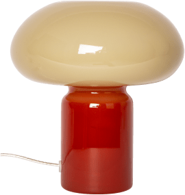 Glas 23cm Rot/Beige tischlampe Von Eja - Eine dekorative Tischleuchte aus Glas mit weichen Formen und stilvollem Design.