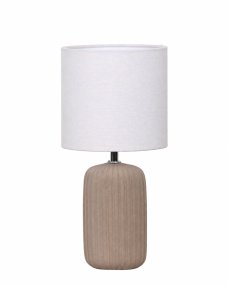 Palizzo 33cm Braun tischlampe Von Nordic Lighting - Der Fu&szlig; hat eine matte, sandartige Oberfl&auml;che in einem warmen Braunton und eine gerippte Struktur, die der Leuchte eine sanfte und dekorative Ausstrahlung verleiht.