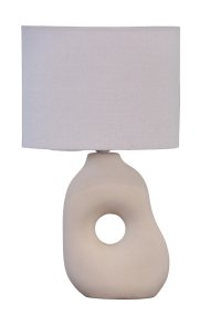 Pikazo 45cm Beige tischlampe Von Lampan - Der sanfte Farbton und die einzigartige Form verleihen der Leuchte einen modernen und künstlerischen Charakter.