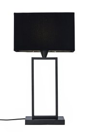 Kensington 50cm Schwarz tischlampe Von Cottex - Der stilvolle Metallrahmen sorgt für ein luftiges und modernes Ambiente, während der schwarze Textilschirm ein weiches und angenehmes Licht verbreitet.
