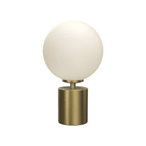 Ballon 24cm Messing tischlampe Von Herstal - Der kugelförmige Glasschirm verbreitet ein sanftes und angenehmes Licht, das eine warme und einladende Atmosphäre im Raum schafft.