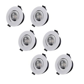 D-007 Downlight 2700K 6er-Pack Weiß Von Designlight - Die Serie D-007 umfasst Downlights mit kombinierter Linse und Reflektor f&uuml;r optimale Lichtverteilung und Bildwiedergabe.