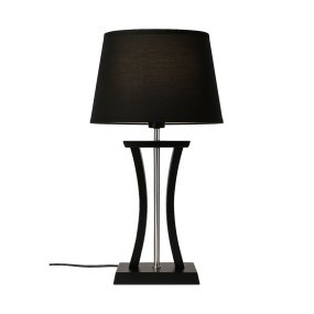 Pilastro 48cm Schwarz tischlampe Von Lampan - Mit ihrem eleganten schwarzen Textillampenschirm und dem einzigartigen Metallfu&szlig; hinterl&auml;sst sie einen stilvollen Eindruck, egal ob Sie sie im Wohnzimmer, Schlafzimmer oder auf dem Balkon platzieren.