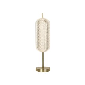 Capsule 60cm Messing tischlampe Von Searchlight - Capsule ist eine elegante und moderne Tischleuchte mit Details aus satiniertem Messing und einem Schirm aus Acrylglas, der ein weiches und angenehmes Licht verbreitet.
