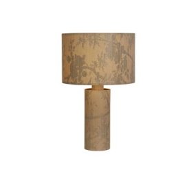 Isla 48cm Natur tischlampe Von Searchlight - Das schöne Blattmotiv in gedeckten Erdtönen setzt sich nahtlos am geriffelten Leuchtenfuß fort und schafft so ein harmonisches und auffälliges Ganzes.