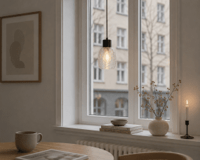Tabaco Ø14 Transparent/schwarz fensterlampe Von Lampan - Die Leuchte wird mit einem 3,5 m langen schwarzen Textilkabel mit Netzstecker geliefert.