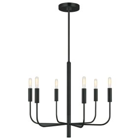 Brianna Ø60 Schwarz hängelampe Von Elstead Lighting - Die Leuchte ist aus schwarzem Stahl gefertigt und verf&uuml;gt &uuml;ber sechs sanft geschwungene Arme, die von einer schmalen Mittelstange ausgehen.