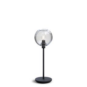 Gloria 46cm Schwarz/klar tischlampe Von Belid - Gloria hat ein einfaches und elegantes Design mit einem Lampensockel aus Metall und einem runden Glasschirm.