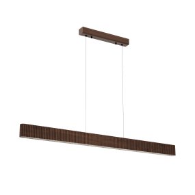 Bannister 150cm Dunkles Holz hängelampe Von Lucide - Das integrierte LED-Panel sorgt für ein gleichmäßiges und angenehmes Licht nach unten und macht die Leuchte ideal über dem Schreibtisch, in der Küche oder am Esstisch.