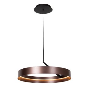 Leonard Ø55 Braun Von Lucide - Leonard ist eine moderne Pendelleuchte, die eine metallisch-braune Oberfl&auml;che mit stilvollen schwarzen Details kombiniert.