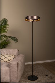 Leonard Braun stehlampe Von Lucide - Am Kabel befindet sich ein praktischer Fu&szlig;schalter mit integriertem Dimmer, mit dem sich Helligkeit und Farbtemperatur bequem einstellen lassen.