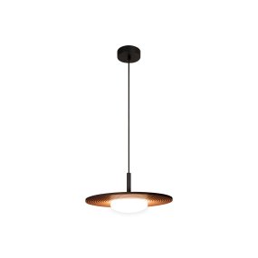 Carmino Ø38 Terrakotta hängelampe Von Lucide - Die gerippte Unterseite des Schirms bildet eine dekorative Struktur und harmoniert perfekt mit den schwarzen Metalldetails der Leuchte.