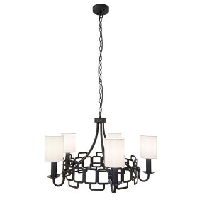 Sabina Ø72 Schwarz Von Elstead Lighting - Das schwarze Stahlgestell ist mit einem geometrischen Muster verziert, das der Lampe eine moderne und unverwechselbare Note verleiht.