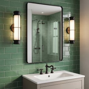 Saylor 43cm Schwarz badezimmerlampe Von Elstead Lighting - Die Leuchte besteht aus Metall mit mattschwarzer Oberfl&auml;che und verf&uuml;gt &uuml;ber ein l&auml;ngliches Opalglas, das ein gleichm&auml;&szlig;iges und feines Licht erzeugt.