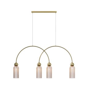 Antic 110cm Gold hängelampe Von Maytoni - Die Pendelleuchte Antic ist eine elegante Leuchte aus Metall und Glas mit goldfarbenem Rahmen und cognacfarbenen Glasschirmen.
