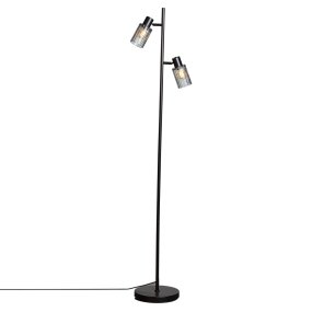 Kiera 2 Schwarz/Rauchig stehlampe Von Cottex - Die kreuzf&ouml;rmigen Schirme lassen sich neigen, um das Licht gezielt zu lenken und eine besondere Atmosph&auml;re im Raum zu schaffen.