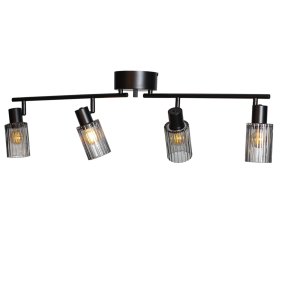 Kiera 4 Schwarz/Rauchig spotlight Von Cottex - Die get&ouml;nten Glasschirme erzeugen ein dekoratives und stimmungsvolles Licht, w&auml;hrend die geriffelte Struktur ein wundersch&ouml;nes Lichtspiel erzeugt.