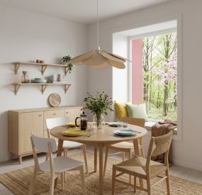 Magnolia Ø80 Beige hängelampe Von Cottex - Die Lampe besteht aus einem Metallrahmen und sanft geschwungenen, mit beigefarbenem Stoff bezogenen Bl&auml;ttern, die eine sch&ouml;ne und luftige Silhouette erzeugen.