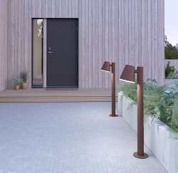 Mist 103cm Roststruktur pollarleuchten Von Belid - Die Tatsache, dass die Linse etwas länger als der Bildschirm ist, sorgt auch für eine gewisse seitliche Streuung des Lichts.