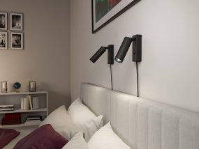 Pipeline Mattschwarz leselampe Von Herstal - Mit einer Höhe von nur 12,5 cm und einem Abstand von 15,6 cm von der Wand bietet diese elegante Lampe die perfekte gerichtete Beleuchtung zum Lesen oder um eine gemütliche Atmosphäre zu schaffen.