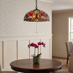 Larissa Ø38 Mehrfarbig Von Elstead Lighting - Beim Einschalten der Lampe kommen die wundersch&ouml;nen Farben des Glases besonders gut zur Geltung und erzeugen ein warmes und stimmungsvolles Licht im Raum.
