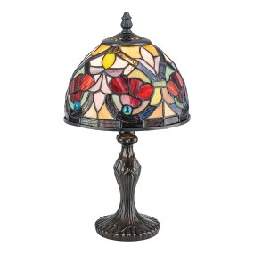 Larissa 37cm Mehrfarbig Von Elstead Lighting - Beim Einschalten der Lampe werden die verschiedenen Farben des Glases hervorgehoben und verbreiten ein warmes und bezauberndes Licht.