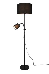 Owen Schwarz stehlampe Von Trio Lighting - Die Leuchte verfügt über einen flexiblen und höhenverstellbaren Lesearm, der sich für optimales Licht ausrichten lässt und sie somit ideal als Leseleuchte neben dem Sofa oder in Ihrer Leseecke macht.