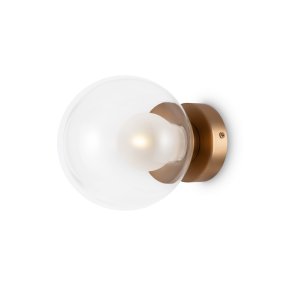 Basic form Ø15 Gold wandlampe Von Maytoni - Mit einem runden, klaren Glasschirm und einem goldenen Sockel spendet die Lampe ein weiches und warmes Licht, das eine einladende Atmosphäre schafft.