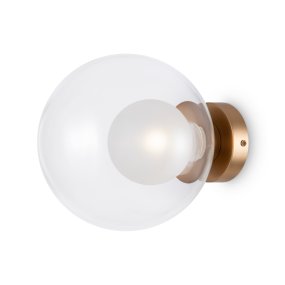 Basic form Ø20 Gold wandlampe Von Maytoni - Mit einem runden, klaren Glasschirm und einem goldenen Sockel spendet die Lampe ein weiches und warmes Licht, das eine einladende Atmosphäre schafft.