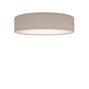 Soft Ø50 Beige Leinen deckenleuchte Von Belid - Der Lampenschirm aus Leinen in einem nat&uuml;rlichen Beigeton harmoniert perfekt mit der wei&szlig;en Fu&szlig;platte, die f&uuml;r eine gleichm&auml;&szlig;ige und blendfreie Ausleuchtung sorgt.