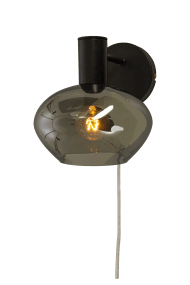 Bell Ø15 Rauchgrau wandlampe Von Aneta Lighting - Glockenförmige Wandleuchte aus schwarzem Metall mit Rauchglas.