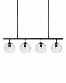Globi 4 78cm Schwarz/transparent hängelampe Von Nordic Lighting - Die schwarze Metallaufh&auml;ngung verleiht ihr eine elegante und grafische Note, w&auml;hrend die vier runden Glaskuppeln ein angenehmes Licht im Raum verbreiten.