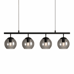 Globi 4 78cm Schwarz/Rauchig Von Nordic Lighting - Die schwarze Metallaufh&auml;ngung verleiht ihr eine elegante und grafische Note, w&auml;hrend die vier runden Kuppeln aus Rauchglas ein angenehmes und gleichm&auml;&szlig;iges Licht im Raum verbreiten.