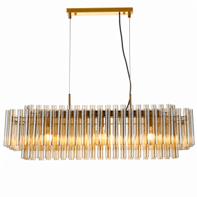 Lancaster 105cm Messing/Bernstein kristall Von Lampan - Der Metallkorpus mit Messingfinish unterstreicht die edle Optik und verleiht Lancaster einen zeitlosen Charakter, der den gesamten Raum aufwertet.