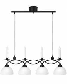 Florens 90cm Schwarz hängelampe Von Cottex - Die Deckenleuchte Floren aus Metall und wei&szlig;em Glas vereint Eleganz und Funktionalit&auml;t mit Platz f&uuml;r vier Leuchten und verleiht Ihrem Zuhause eine klassische Note.