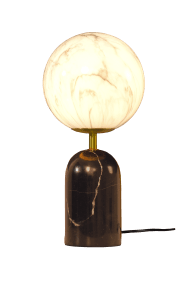 Pierre 42cm Schwarzweiß tischlampe Von Aneta Lighting - Der massive schwarze Steinsockel verleiht der Leuchte einen charaktervollen Ausdruck und wird durch stilvolle Metalldetails in mattem Messing-Finish erg&auml;nzt.