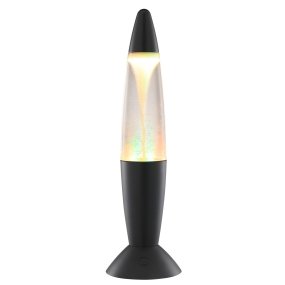 Stormlight 36cm Schwarz kinderlampe Von Brilliant - Die schwarze Lampe verfügt über eine integrierte RGB-LED-Beleuchtung, die in verschiedenen Farben leuchtet und den wirbelnden Effekt illuminiert.
