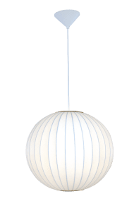 Kanoa Ø40 Weiß Von Aneta Lighting - Im eingeschalteten Zustand verbreitet die Lampe ein angenehmes Licht, das durch den Stoff dringt und zu einer warmen und behaglichen Atmosph&auml;re im Raum beitr&auml;gt.