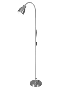 Sarek Stahl stehlampe Von Aneta Lighting - Sarek ist eine stilvolle Stehleuchte aus matt gebürstetem Metall mit einem Flexarm zur einfachen Ausrichtung des Lichts.